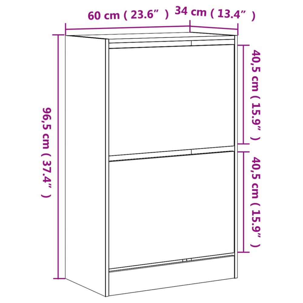 Produktbild för Skohylla grå sonoma 60x34x96,5 cm konstruerat trä