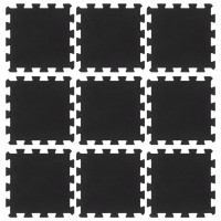 Miniatyr av produktbild för Golvplattor gummi 9 st svart 16 mm 30x30 cm