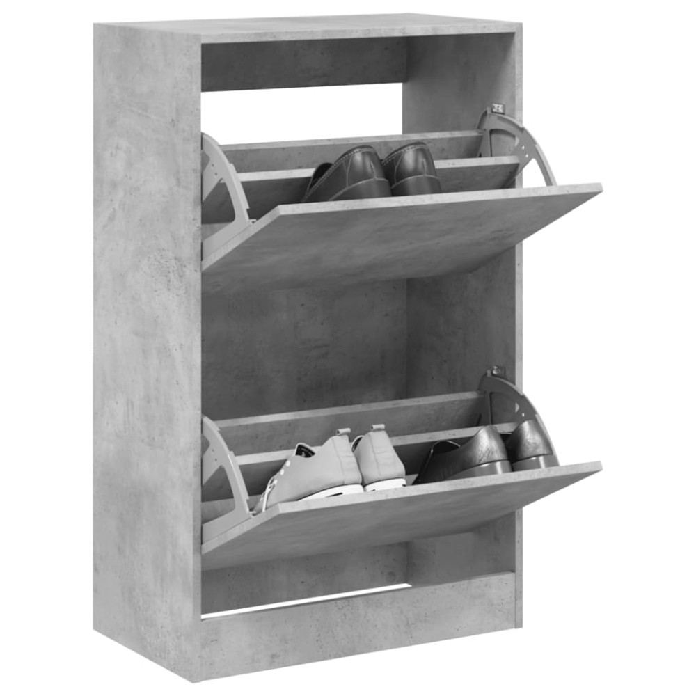 Produktbild för Skohylla betonggrå 60x34x96,5 cm konstruerat trä