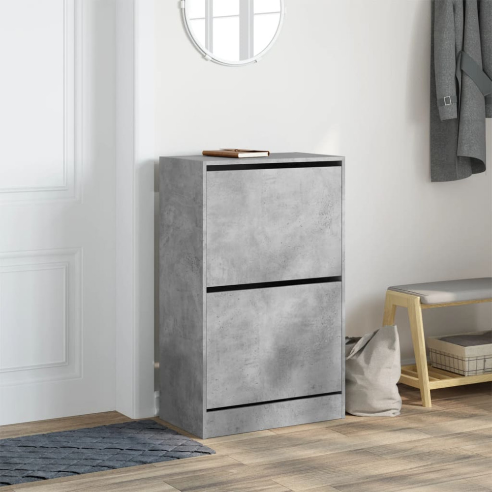 Produktbild för Skohylla betonggrå 60x34x96,5 cm konstruerat trä