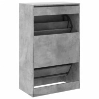 Produktbild för Skohylla betonggrå 60x34x96,5 cm konstruerat trä