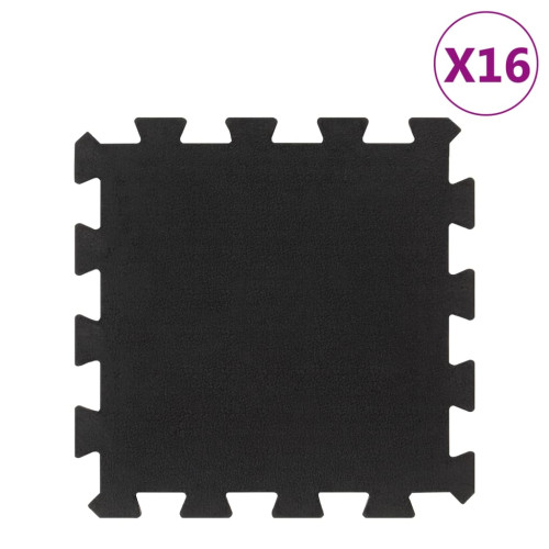 vidaXL Golvplattor gummi 16 st svart 16 mm 30x30 cm