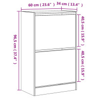 Produktbild för Skoställ rökfärgad ek 60x34x96,5 cm konstruerat trä