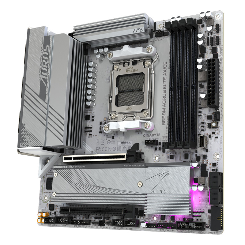 Produktbild för Gigabyte B650M AORUS ELITE AX ICE moderkort AMD B650 AM5-sockel micro ATX