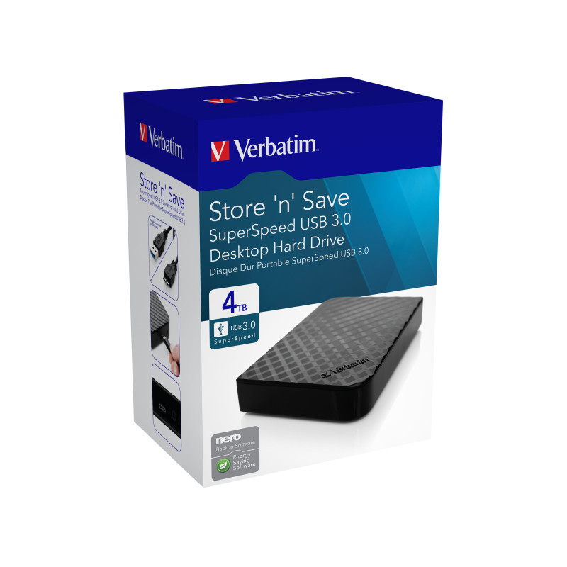 Produktbild för Verbatim Store 'n' Save externa hårddiskar 4 TB Svart