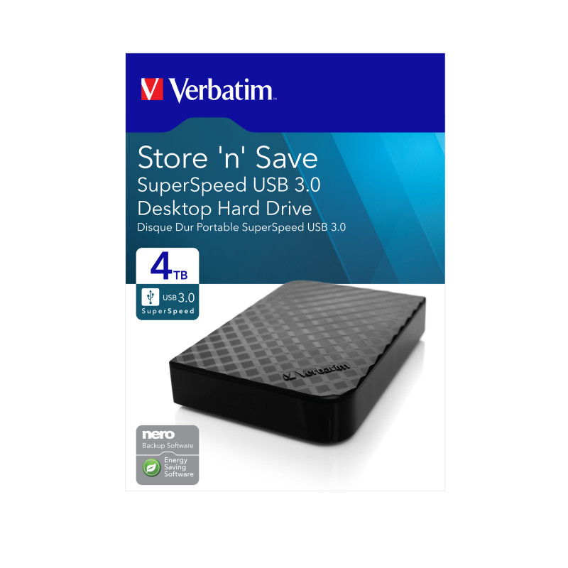 Produktbild för Verbatim Store 'n' Save externa hårddiskar 4 TB Svart
