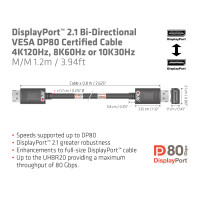 Produktbild för CLUB3D CAC-1091 DisplayPort-kabel 1,2 m Svart