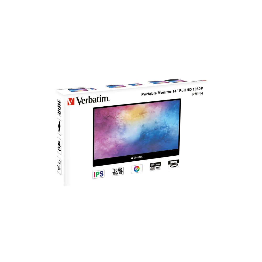 Produktbild för Verbatim 49590 platta pc-skärmar 35,6 cm (14") 1920 x 1080 pixlar Full HD Svart