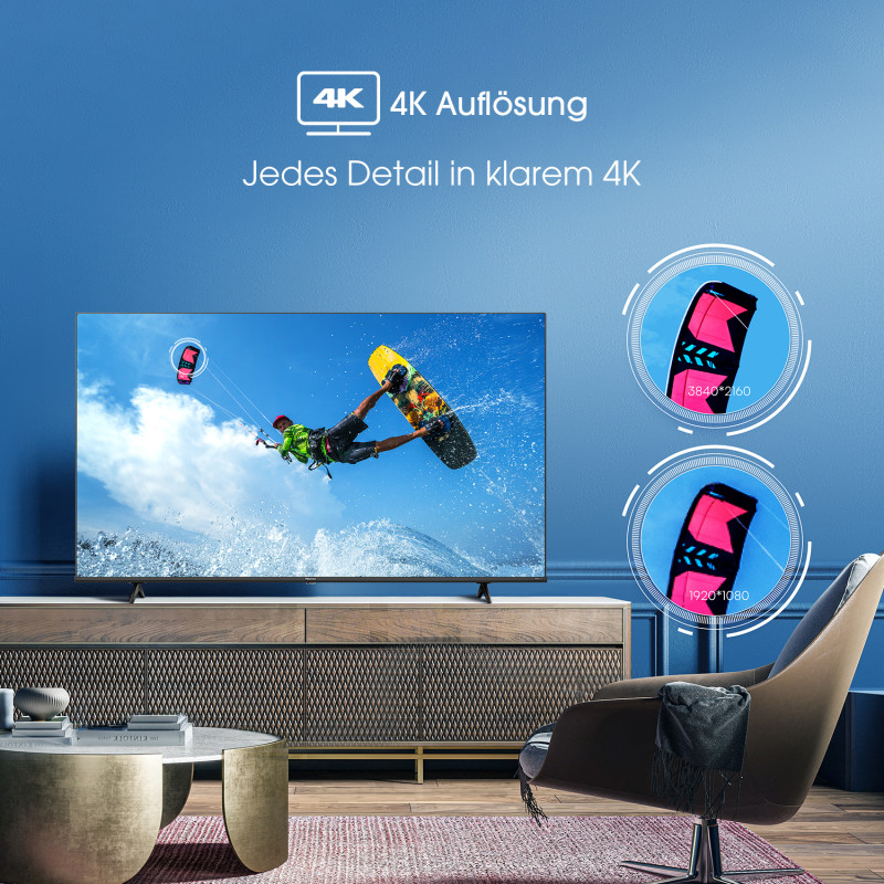 Produktbild för Hisense 43E78HQ QLED-TV 109cm Mittelfuß - 109 cm - DVB-S 109,2 cm (43") 4K Ultra HD Smart-TV Wi-Fi Svart 250 cd/m²