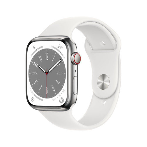 Apple Apple Watch Series 8 OLED 45 mm Digital 396 x 484 pixlar Pekskärm 4G Silver Wi-Fi GPS