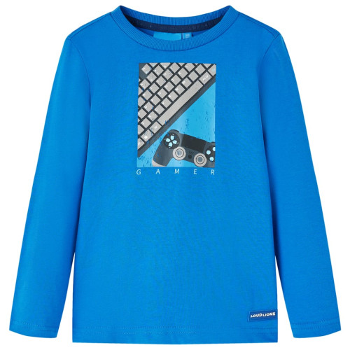 vidaXL T-shirt med långa ärmar för barn koboltblå 104