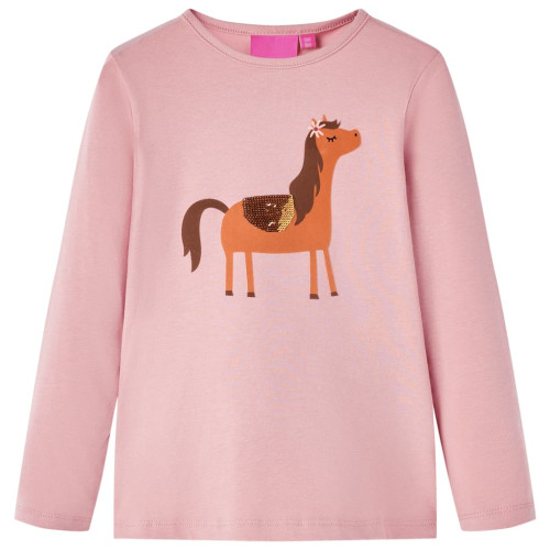 vidaXL T-shirt med långa ärmar för barn ljus rosa 116