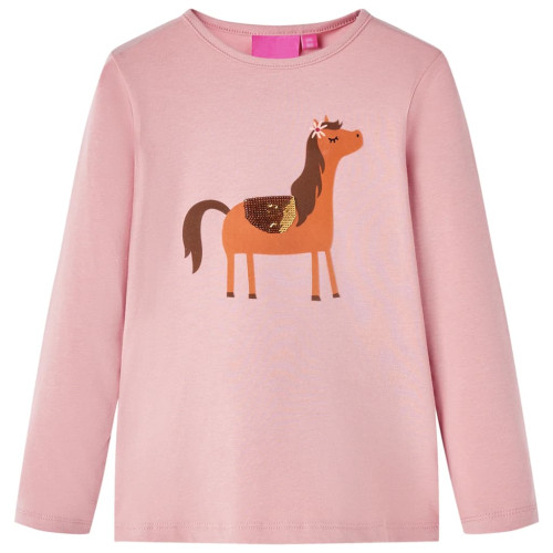 vidaXL T-shirt med långa ärmar för barn ljus rosa 140