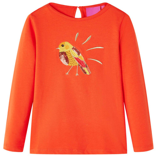 vidaXL T-shirt med långa ärmar för barn mörk orange 116