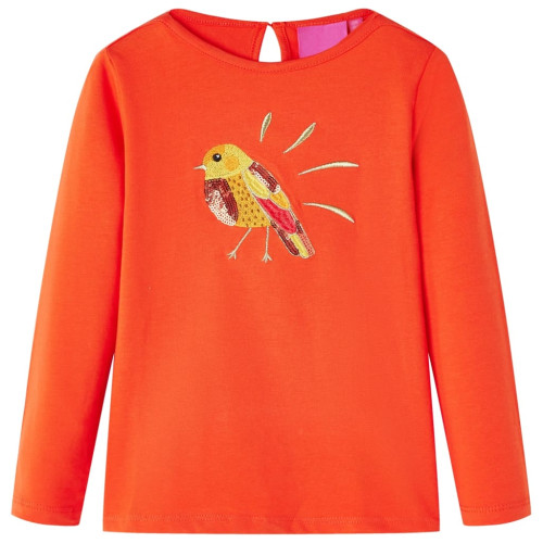 vidaXL T-shirt med långa ärmar för barn mörk orange 92