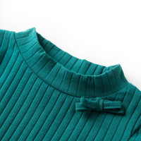 Produktbild för T-shirt med långa ärmar för barn ribbstickad mörkgrön 128