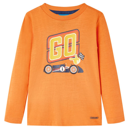 vidaXL T-shirt med långa ärmar för barn mörkorange 116