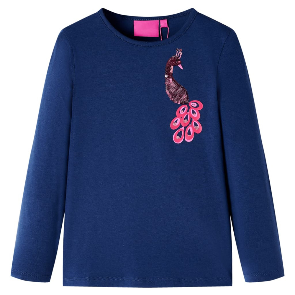 Produktbild för T-shirt med långa ärmar för barn marinblå 116