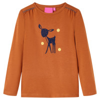 Produktbild för T-shirt med långa ärmar för barn konjaksbrun 140