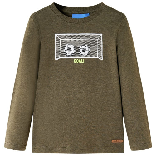 vidaXL T-shirt med långa ärmar för barn khaki melange 116 - Barn & Junior
