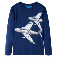 Produktbild för Kid's T-shirt med långa ärmar marinblå 128