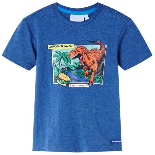 vidaXL T-shirt för barn mörkblå melange 128