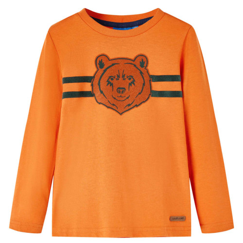 vidaXL T-shirt med långa ärmar för barn mörk orange 116