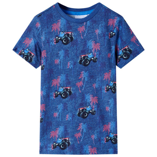 vidaXL T-shirt för barn grå mörkblå melange 104