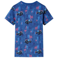 Produktbild för T-shirt för barn grå mörkblå melange 104