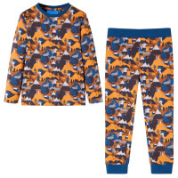 Produktbild för Pyjamas med långa ärmar för barn konjaksbrun 92
