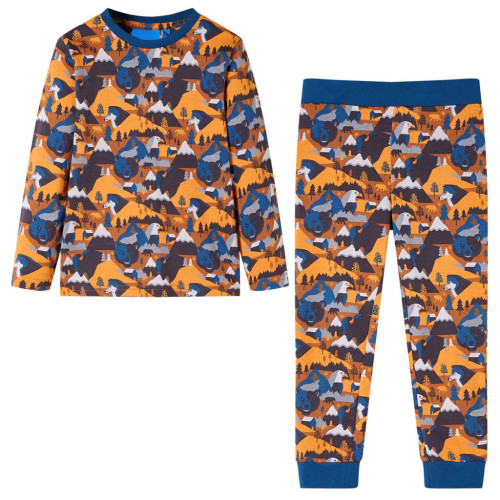 vidaXL Pyjamas med långa ärmar för barn konjaksbrun 92