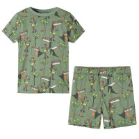 Produktbild för Pyjamas med korta ärmar för barn ljus khaki 104