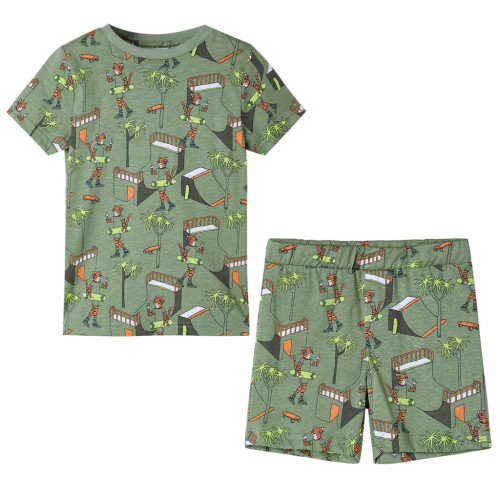 vidaXL Pyjamas med korta ärmar för barn ljus khaki 104