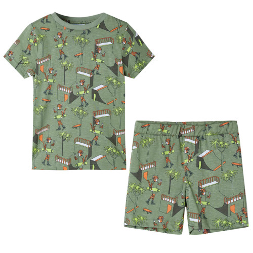 vidaXL Pyjamas med korta ärmar för barn ljus khaki 128