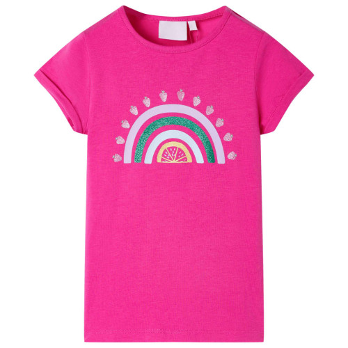 vidaXL T-shirt för barn mörk rosa 104