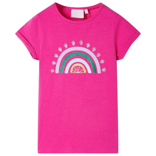 vidaXL T-shirt för barn mörk rosa 128