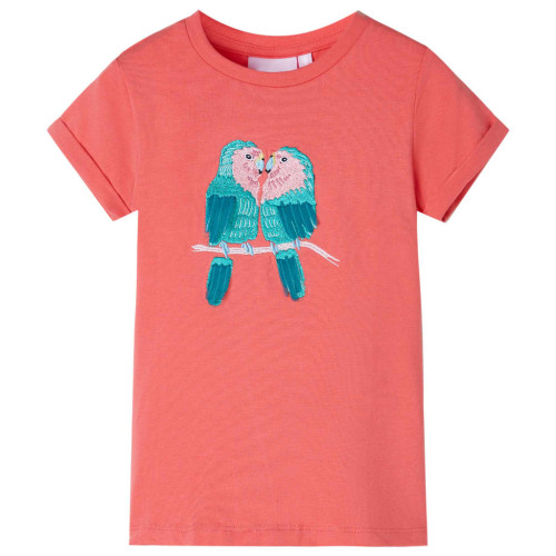 vidaXL T-shirt för barn korallröd 140 - Barn & Junior