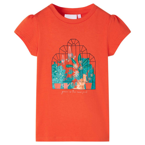 vidaXL T-shirt för barn mörk orange 92