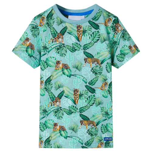vidaXL T-shirt för barn grönmelerad 140