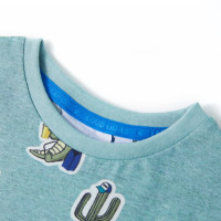 Produktbild för T-shirt för barn grönmelerad 116
