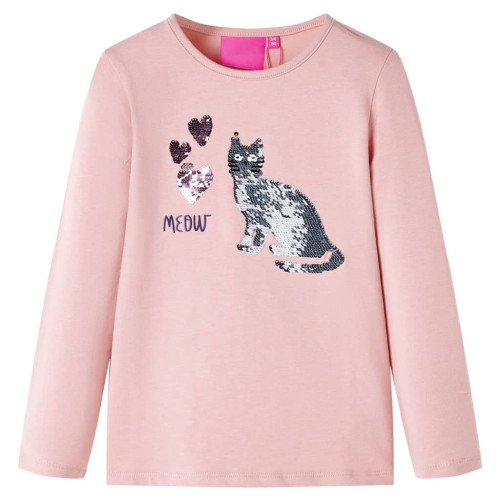 vidaXL T-shirt med långa ärmar för barn ljusrosa 128