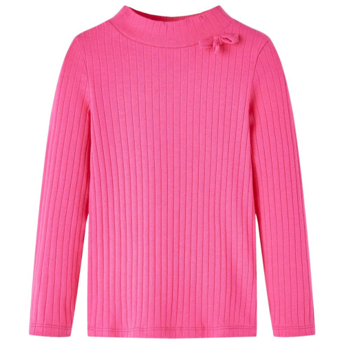 vidaXL T-shirt med långa ärmar för barn ribbstickad stark rosa 116