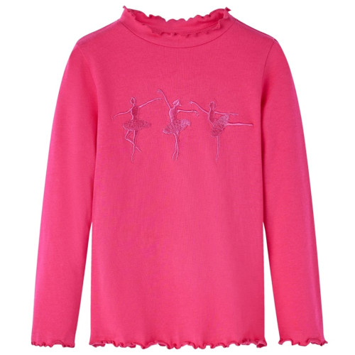 vidaXL T-shirt med långa ärmar för barn stark rosa 104
