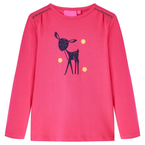 vidaXL T-shirt med långa ärmar för barn stark rosa 140