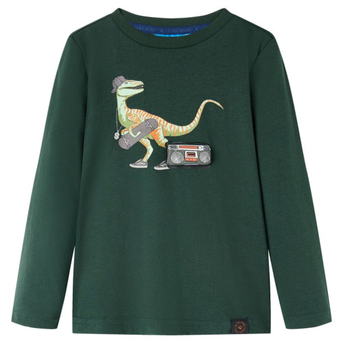 vidaXL T-shirt med långa ärmar för barn mörkgrön 92