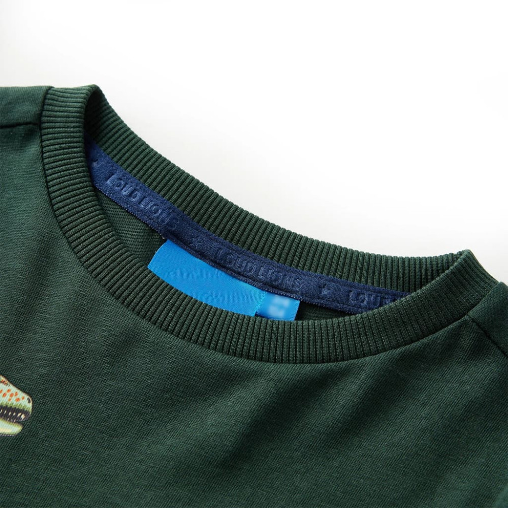Produktbild för T-shirt med långa ärmar för barn mörkgrön 92