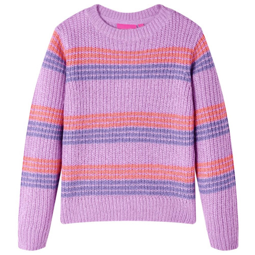 vidaXL Stickad tröja med ränder för barn lila och rosa 104 - Barn & Junior