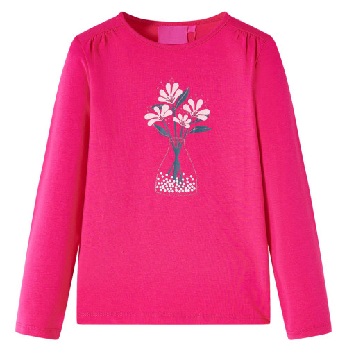 vidaXL T-shirt med långa ärmar för barn stark rosa 116