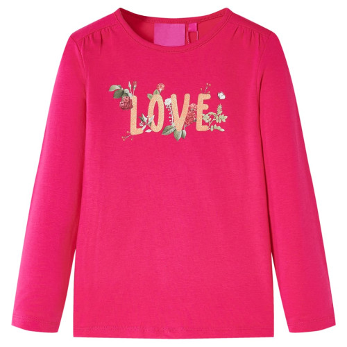 vidaXL T-shirt med långa ärmar för barn stark rosa 104