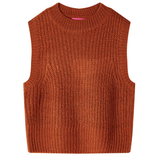 vidaXL Stickad tröja för barn konjaksbrun 128